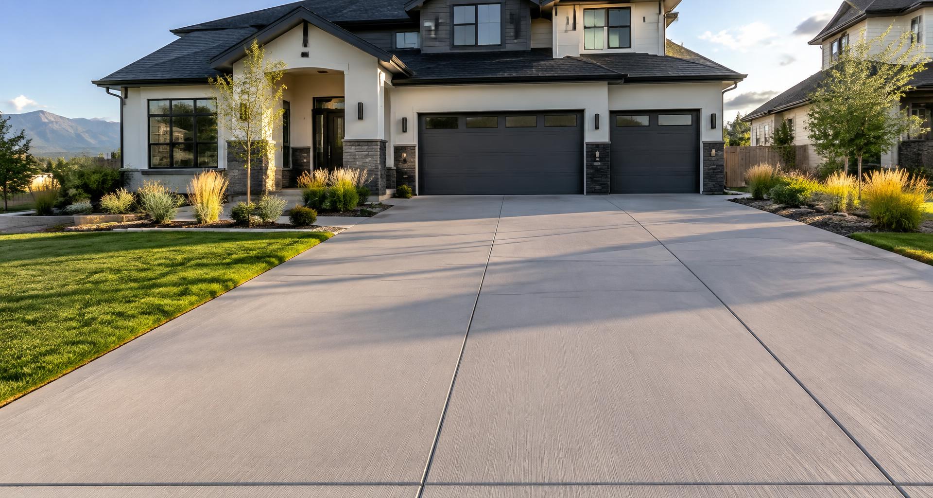 Residential concrete driveway with clean control joints